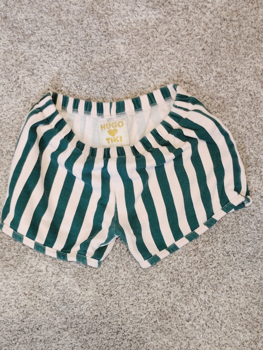 Hugo Loves Tiki Green and White Vertical Stripe Shorts